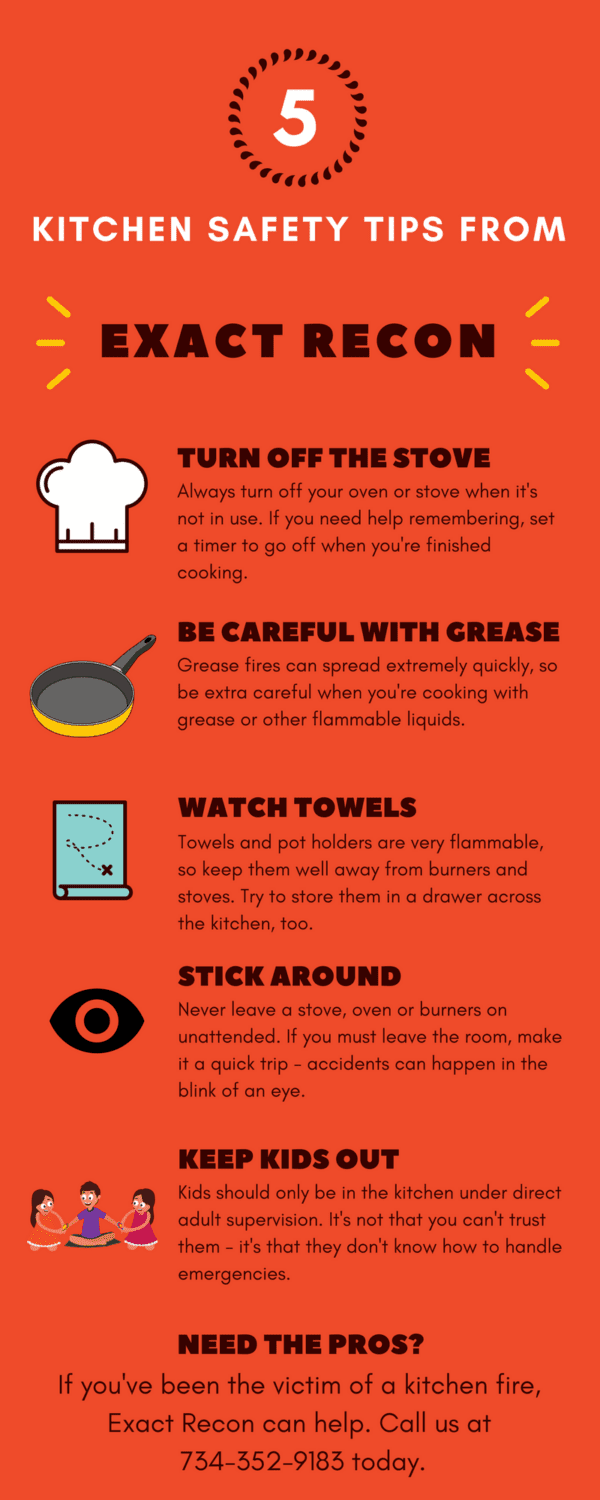 5 Kitchen Fire Safety Tips: INFOGRAPHIC | Exact Recon Restoration